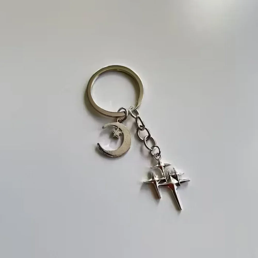 y2k 2000s star moon pendant keyring for keychain